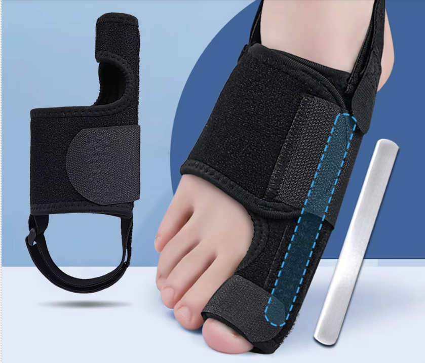 Attelle correcteur et protection d'hallux valgus avec barre en aluminium intégré