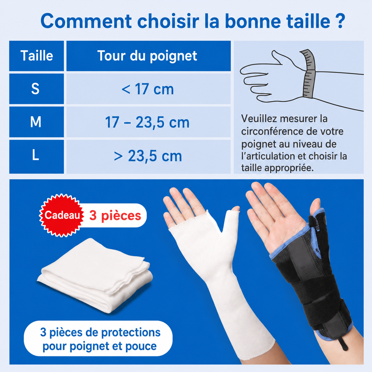 Attelle de poignet avec soutien du pouce pour soulager les douleurs liées à l'arthrite, les entorses et la stabilisation de la main