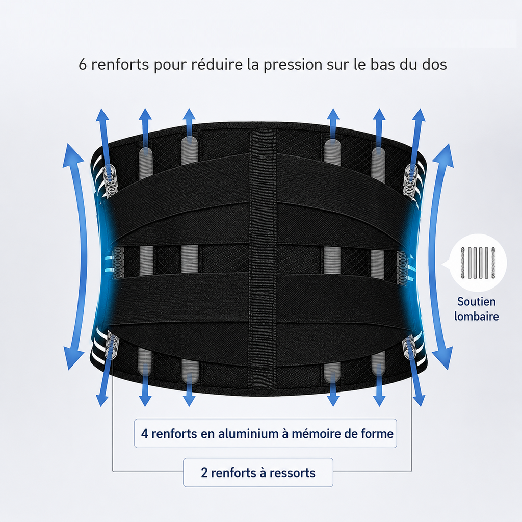 Ceinture de soutien lombaire à double boucle, hauteur 20 cm