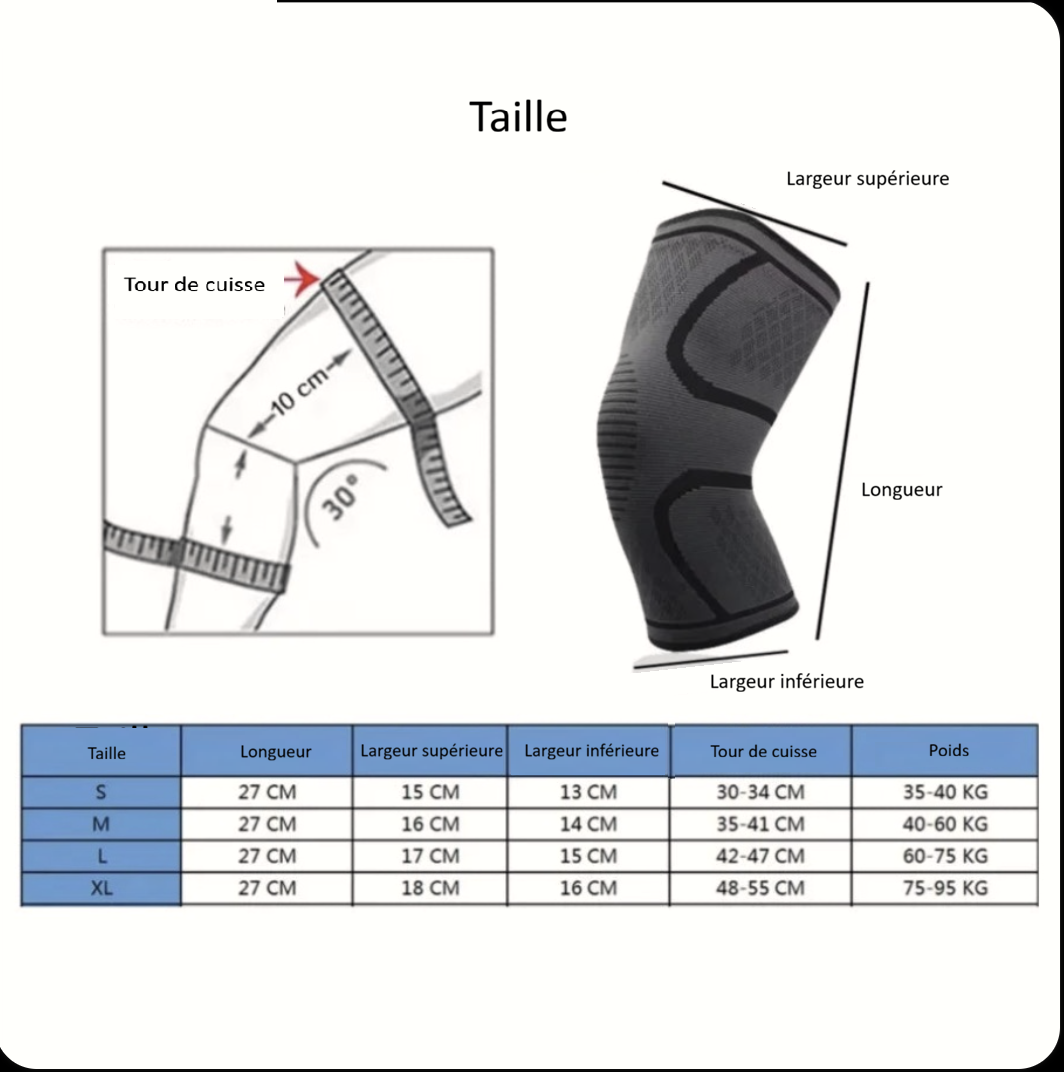 Manchon de Soutien du Genou à Compression Élastique beige